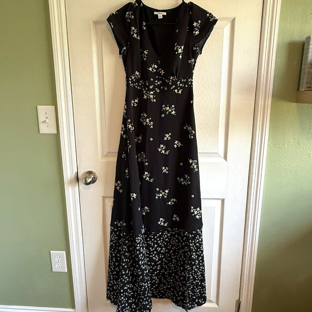 Bar III Women's Black Floral Empire-waist Maxi Dress Size XS Homecoming
